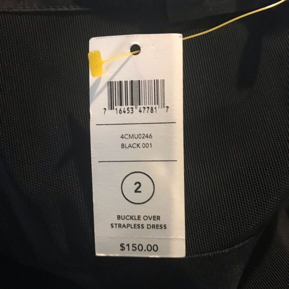 Kate Spade Saturday Dress Size 2 Black Buckle Over Strapless Wool NWT - Picture 8 of 10